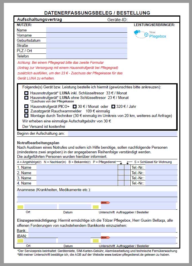 Datenerfassungsbeleg